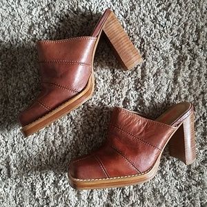 70's style brown leather shoes